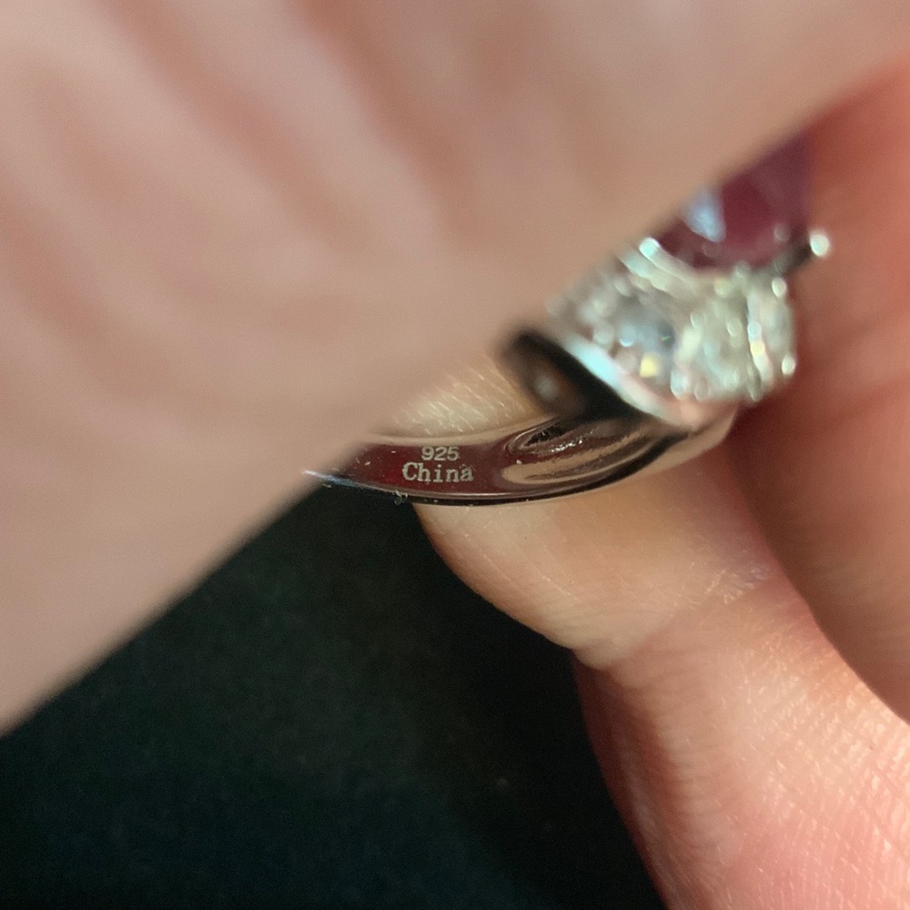 Marbled Ruby Ring On Sterling Silver Cubic Zircon… - image 4